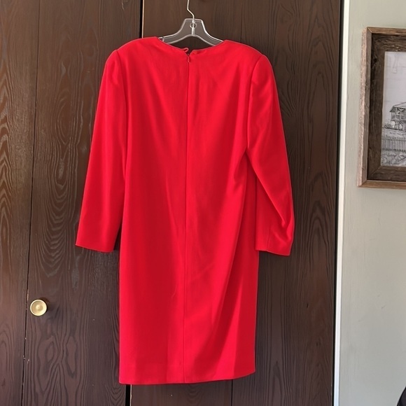 David Hayes vintage 100% red wool, midi long sleeved dress. Size 10 - Picture 5 of 10